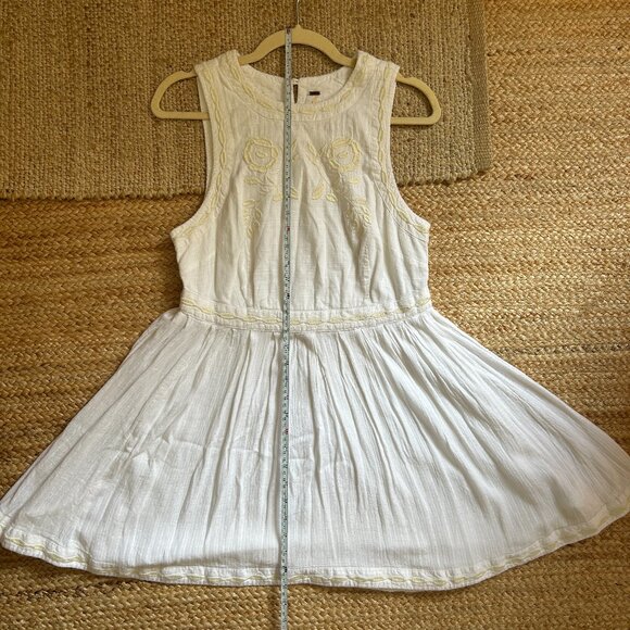 Free People Cream Embroidered Boho Mini Dress - Picture 1 of 9